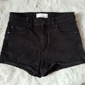 Garage High Waisted Black Denim Shorts